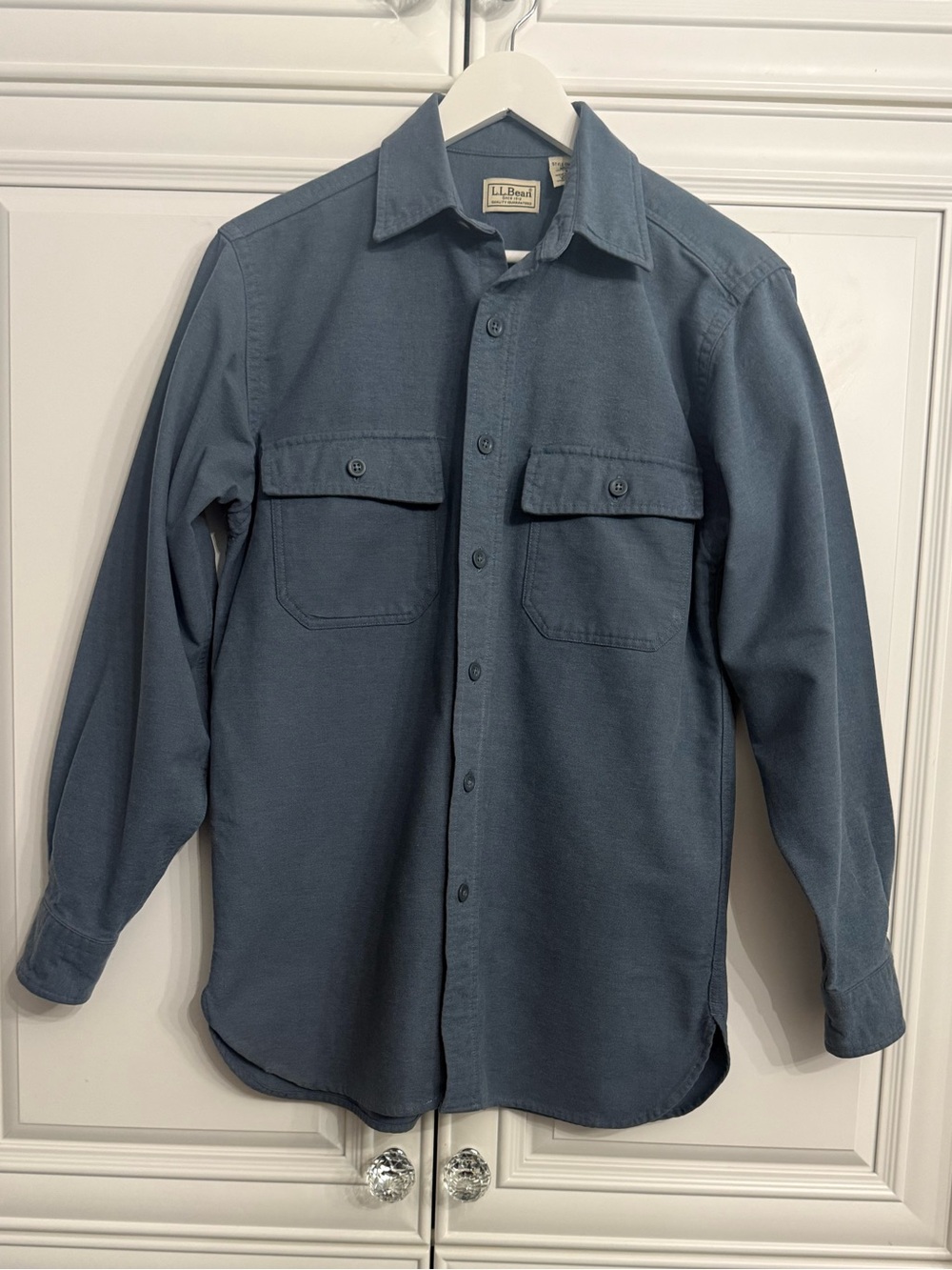 L.L. Bean VTG Men's Classic Chamois Cloth Flannel Shirt Blue Heavyweight Size S